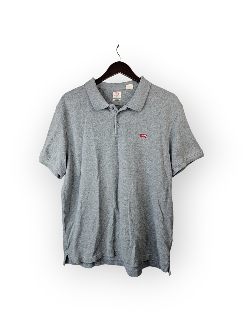 Levis Gray Short Sleeve Polo Shirt Red Tab Logo Size XL - Picture 2 of 5